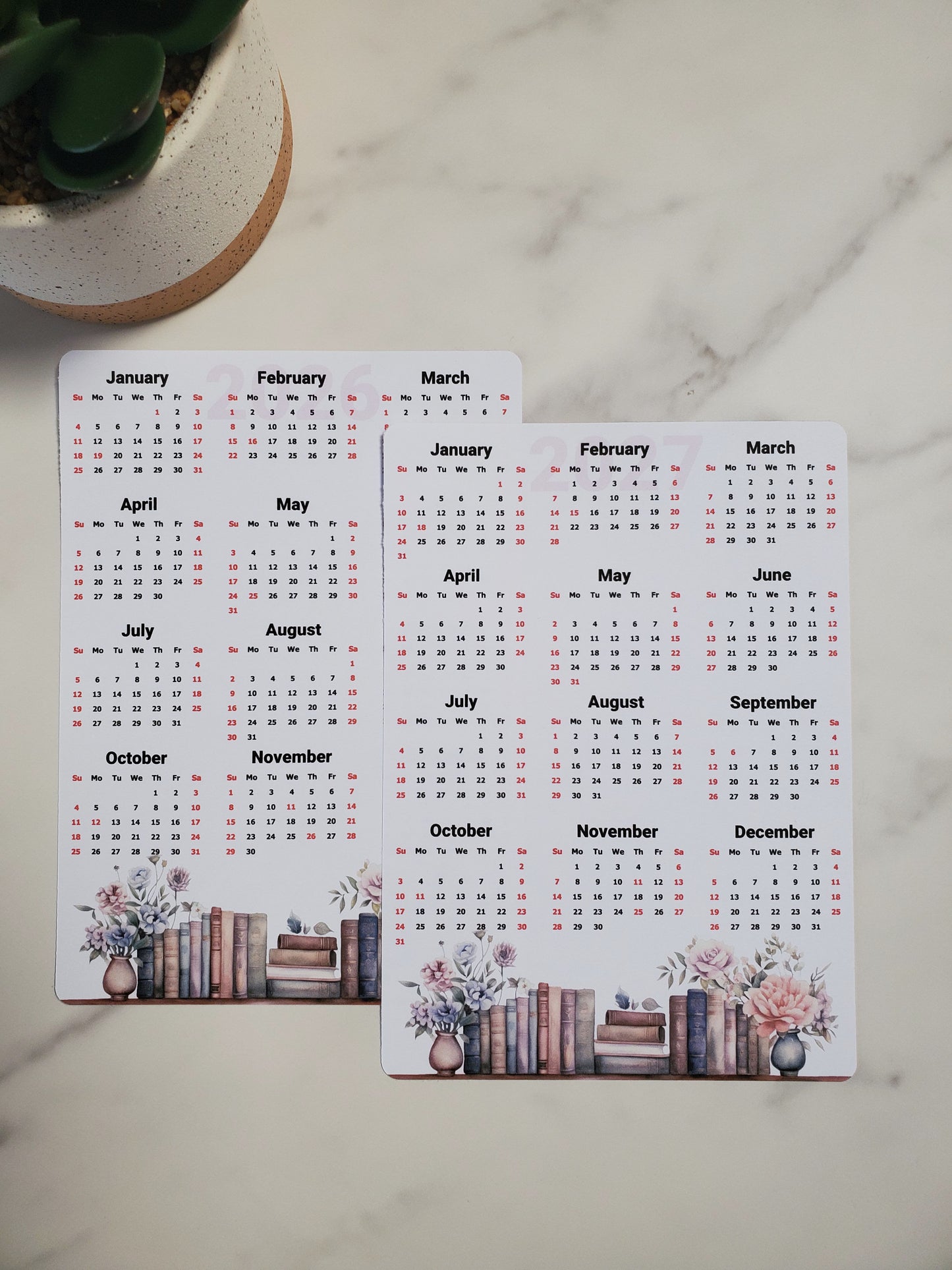 Year At A Glance Calendar Sticker - Books Design