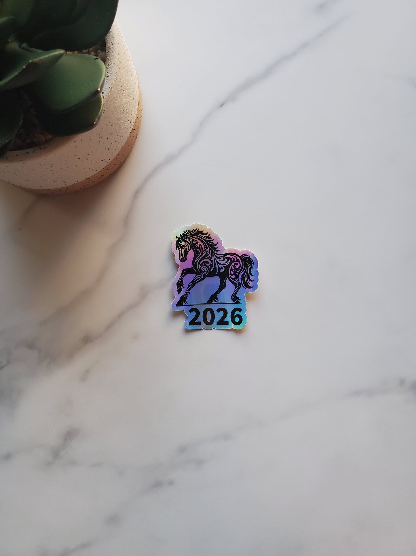 2026 Year of the Horse Holographic Vinyl Sticker Style A