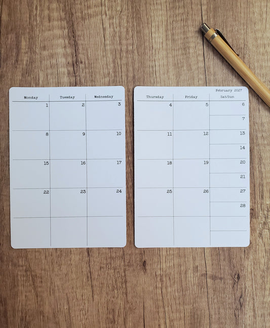 Monday Start Two Page Calendar Stickers