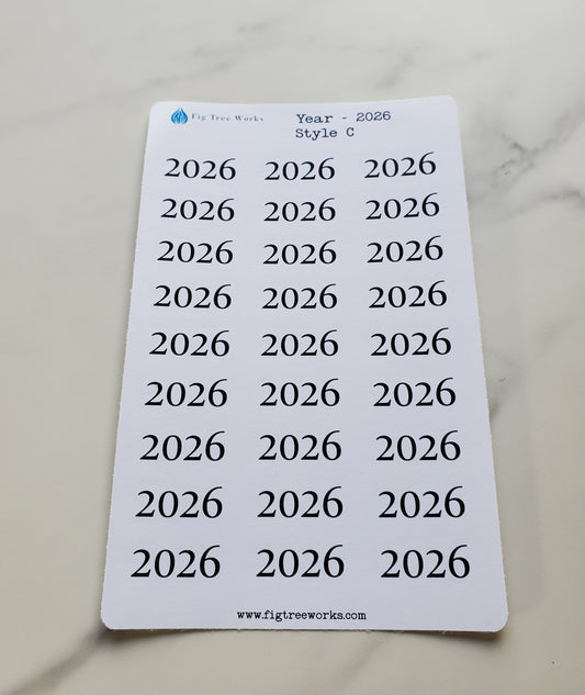 Year Header Planner Stickers - Style C