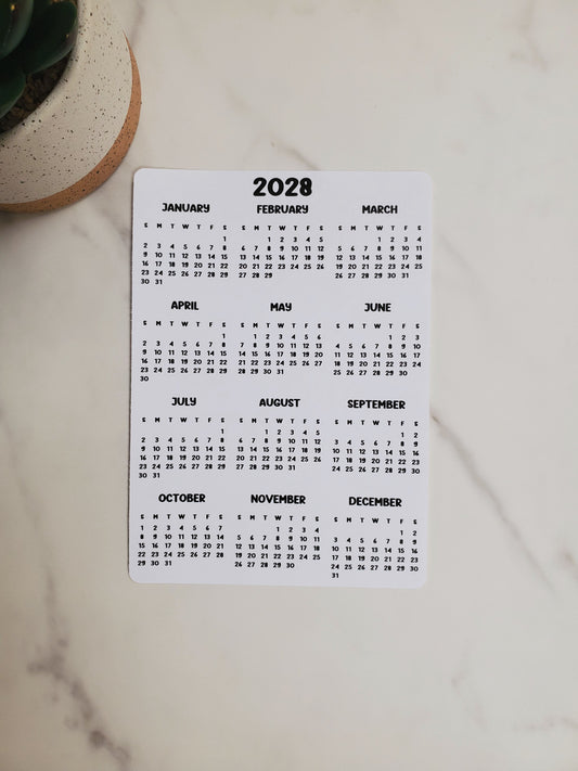 Year At A Glance Calendar Sticker Bubble Month Design