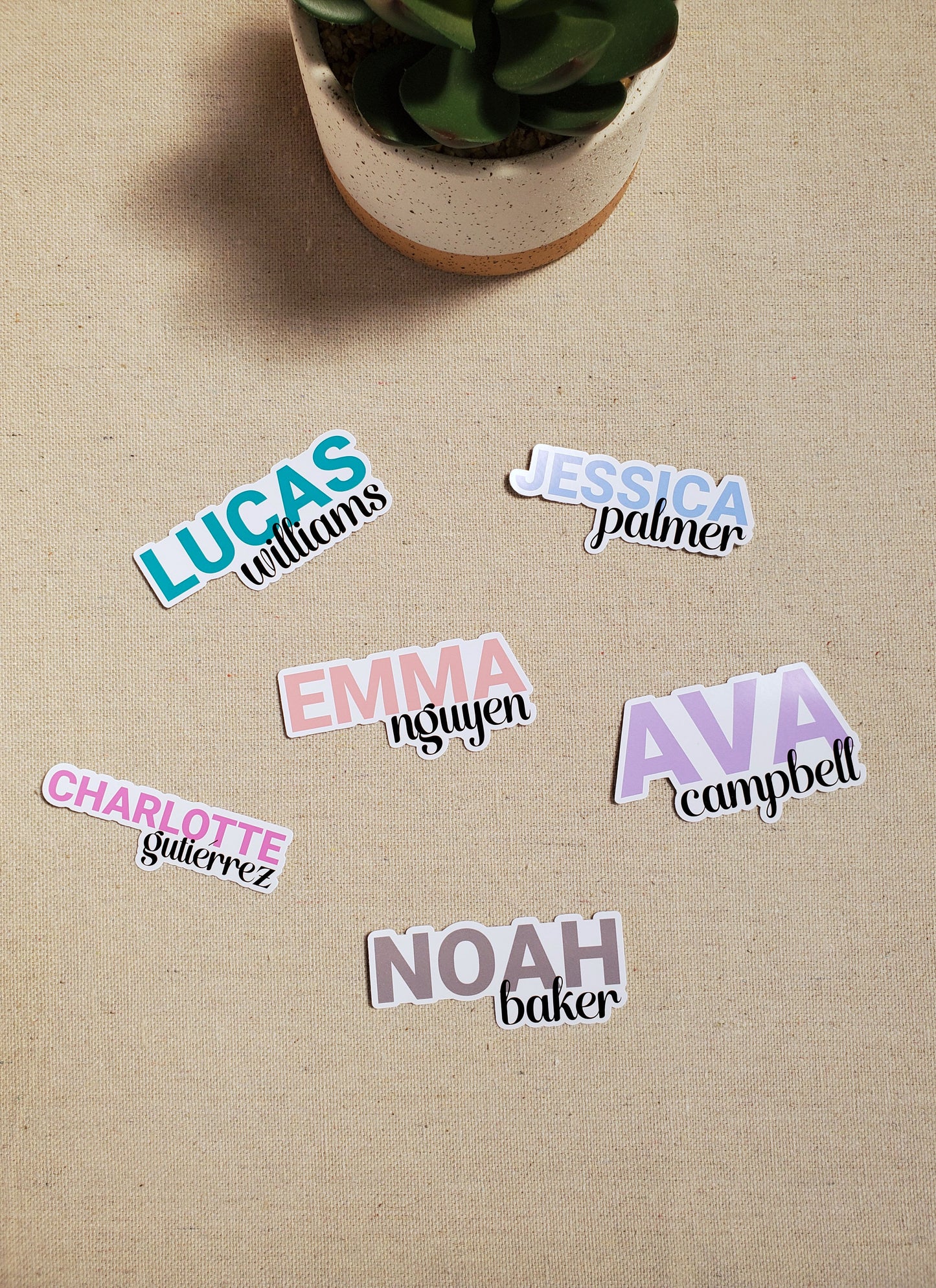 Custom Name Sticker - Last Name Below First Name