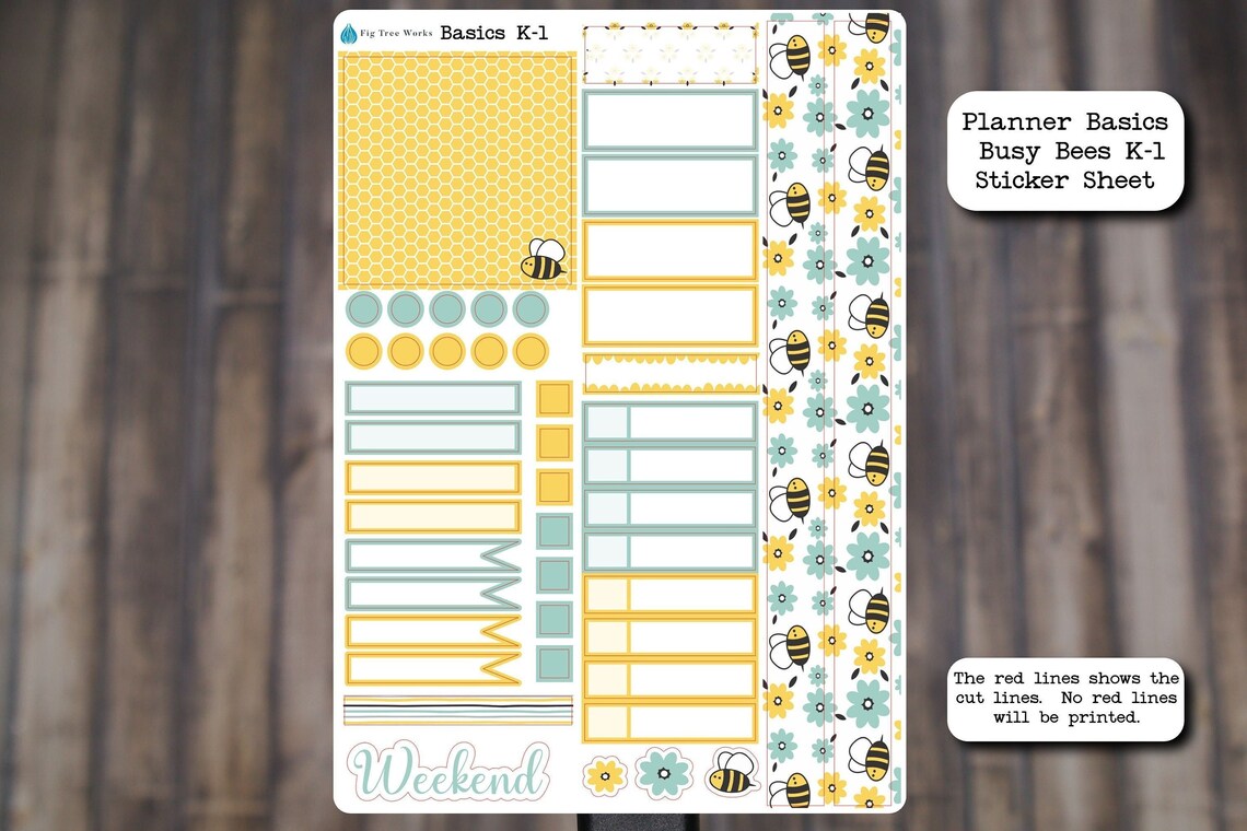 Planner Basics Busy Bees Sticker Sheet | Appointment Stickers | Event Labels | Planner Boxes | Kiss Cut, Matte Finish | K-1