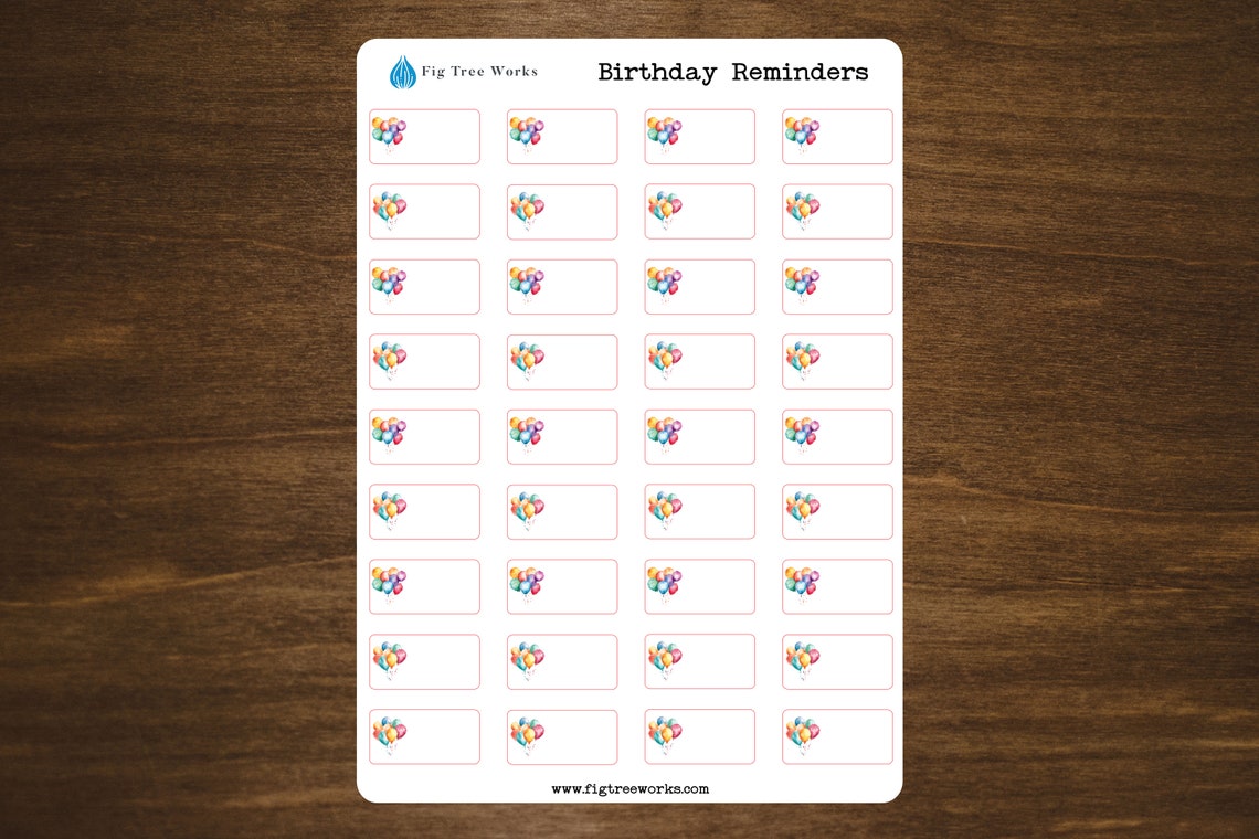 Birthday Planner Stickers | Birthday Reminders Sticker Sheet | Kiss Cut, Matte Finish