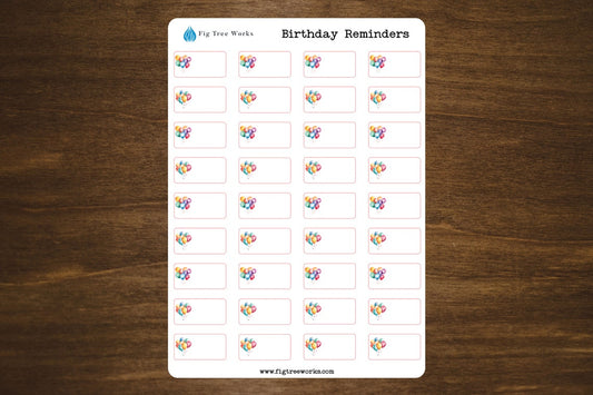 Birthday Planner Stickers | Birthday Reminders Sticker Sheet | Kiss Cut, Matte Finish