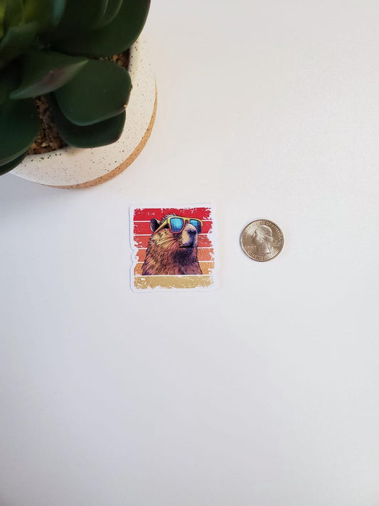 Capybara Retro Vinyl Sticker