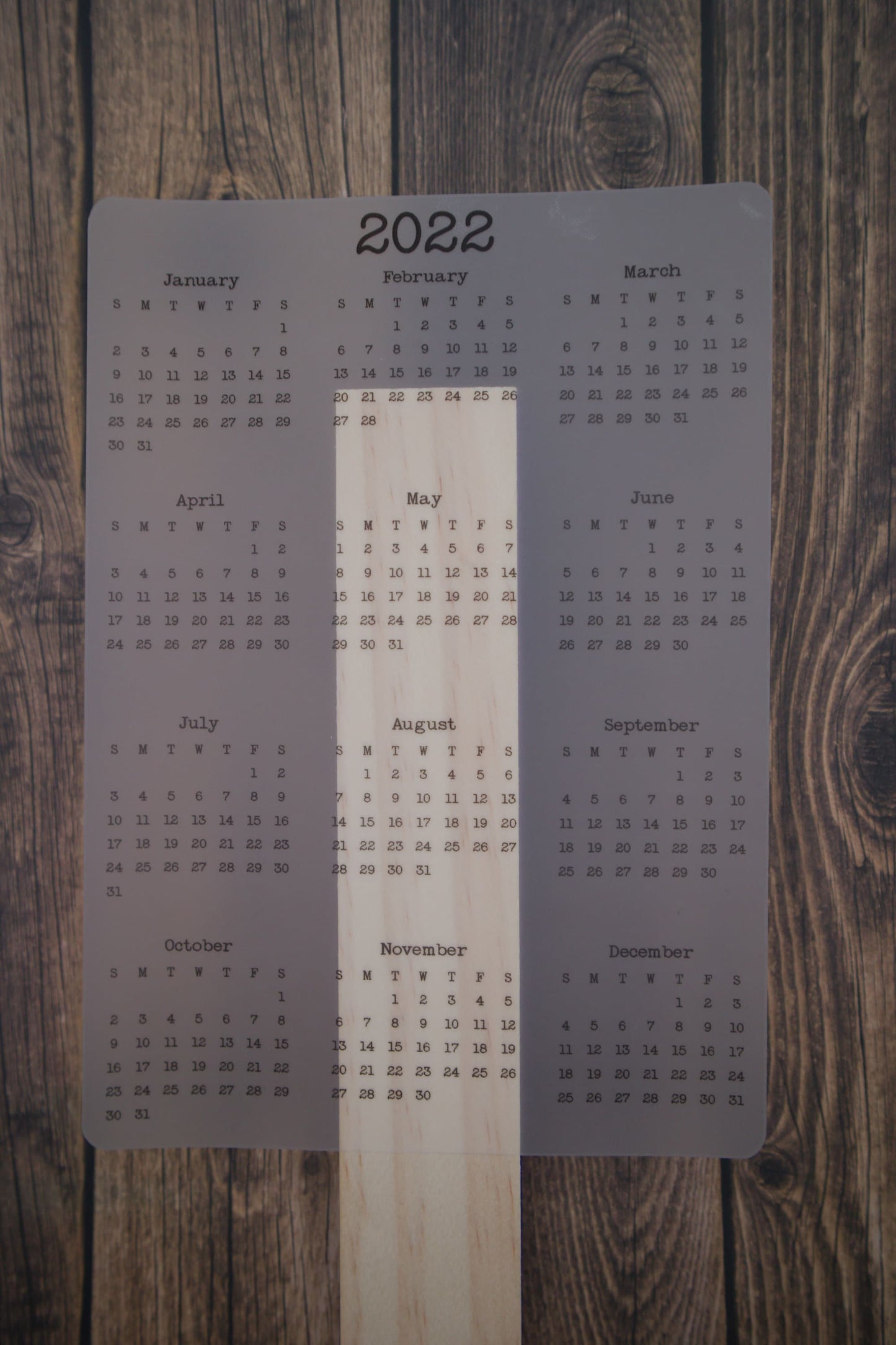Year At A Glance Calendar Sticker - B5