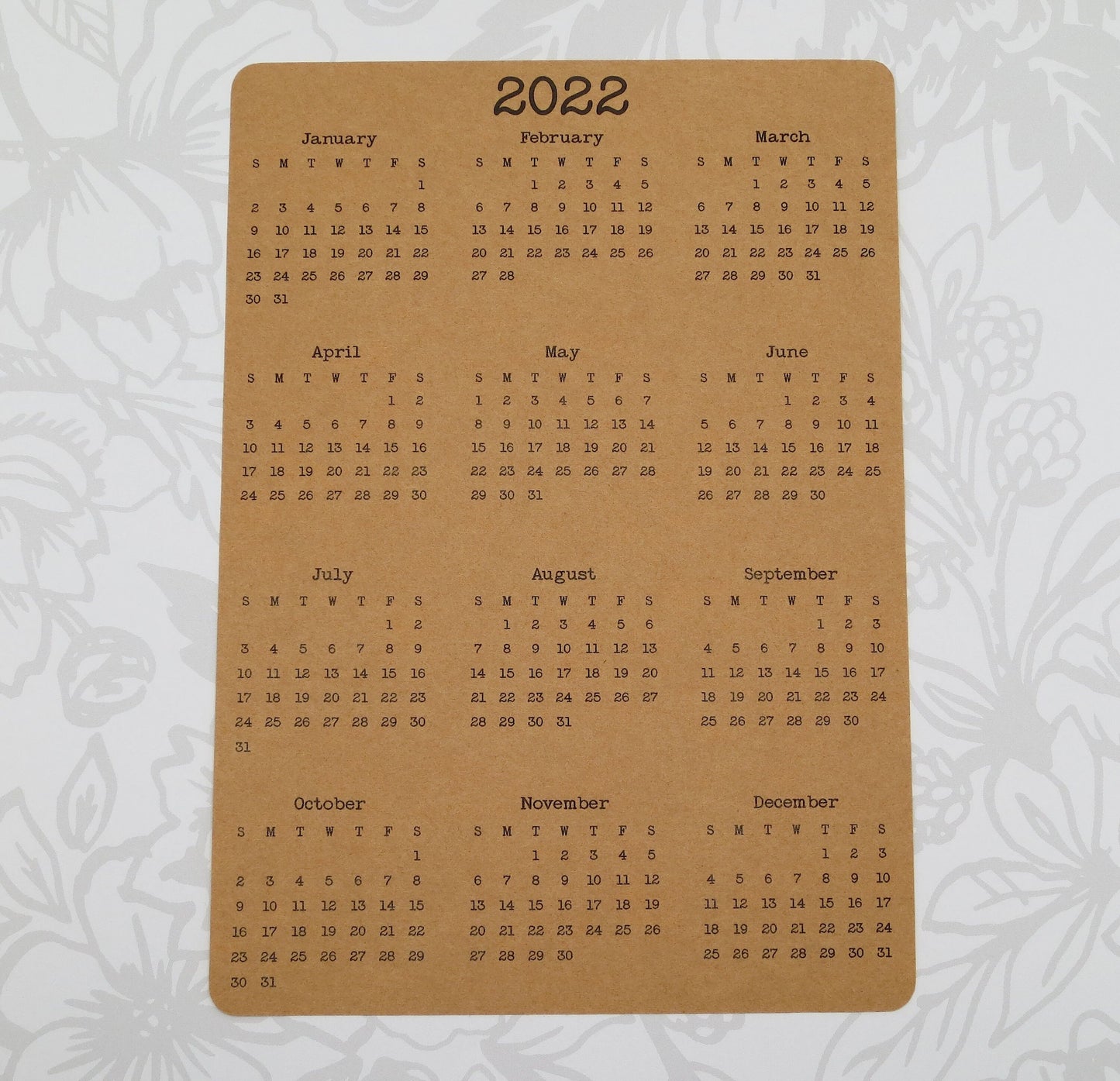Year At A Glance Calendar Sticker - B5