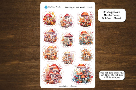 Cottagecore Mushroom Sticker Sheet