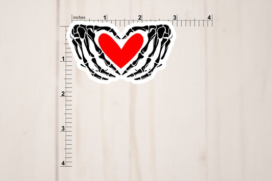 Skeleton Hands With Heart Sticker
