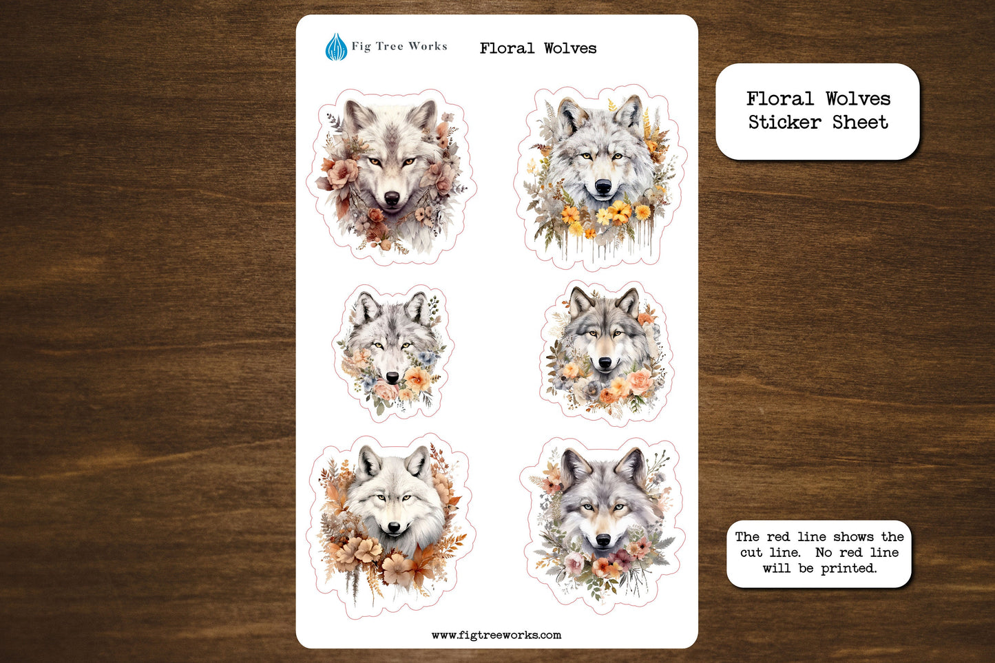 Floral Wolves Sticker Sheet