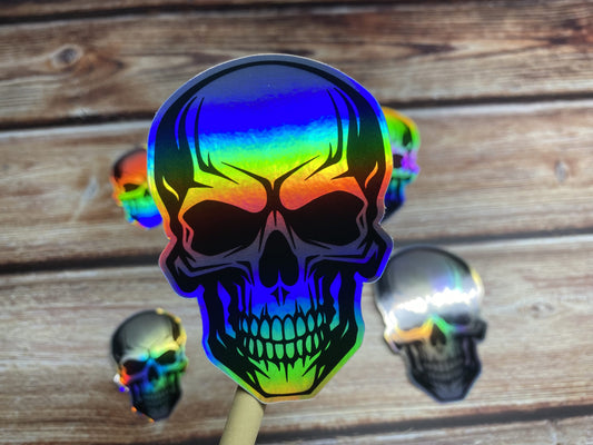 Skull Holographic Vinyl Sticker