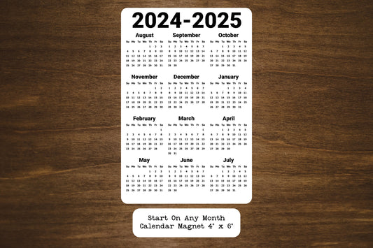 Calendar Magnet Clean Bold Design 4" x 6"
