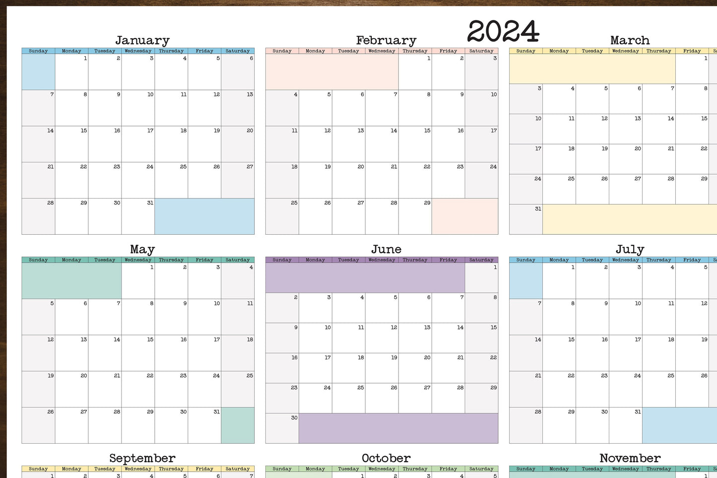 Large Wall Calendar Annual Planner