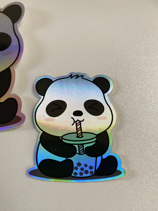 Panda Boba Holographic Vinyl Sticker