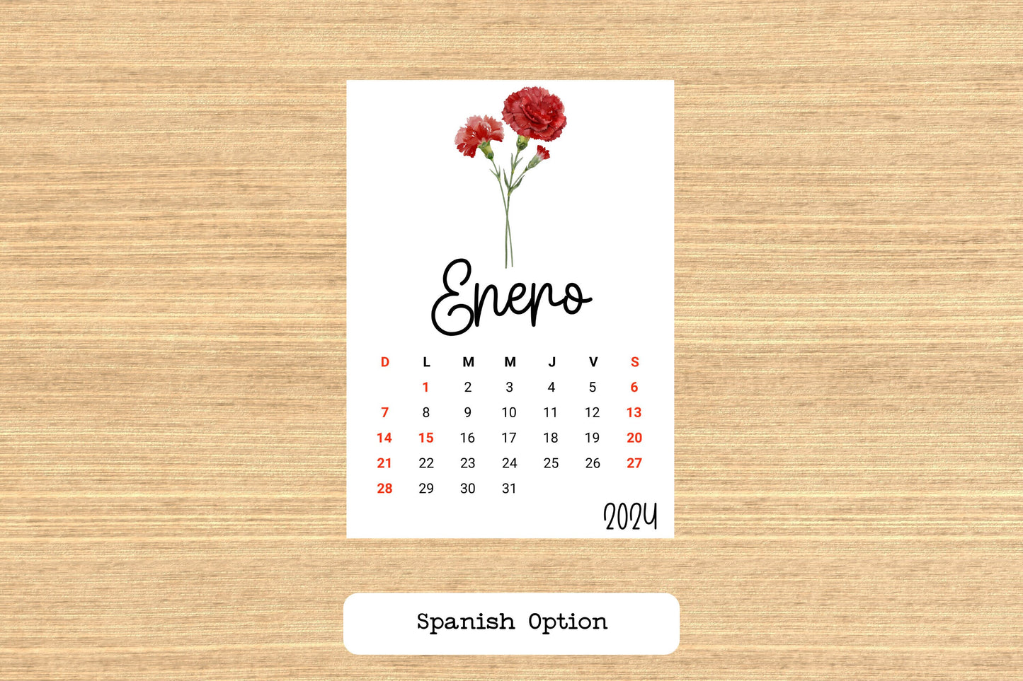 Desk Calendar Birth Flower Design