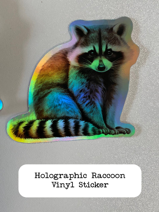 Raccoon Holographic Vinyl Sticker