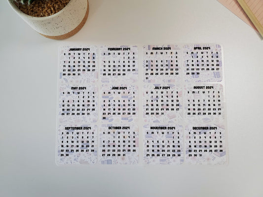 Mini Calendar Stickers with Books - Style C