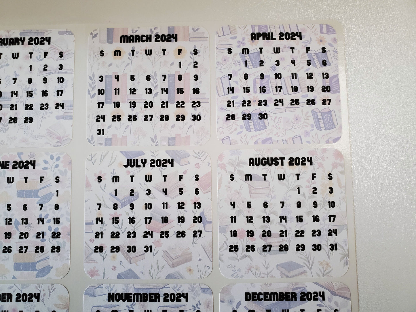 Mini Calendar Stickers with Books - Style C