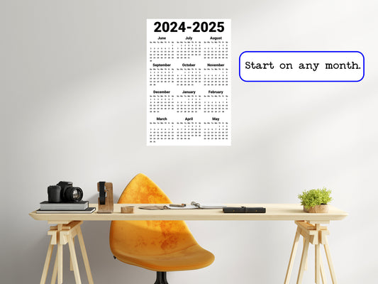 Large Wall Year At A Glance Calendar 16" x 24"