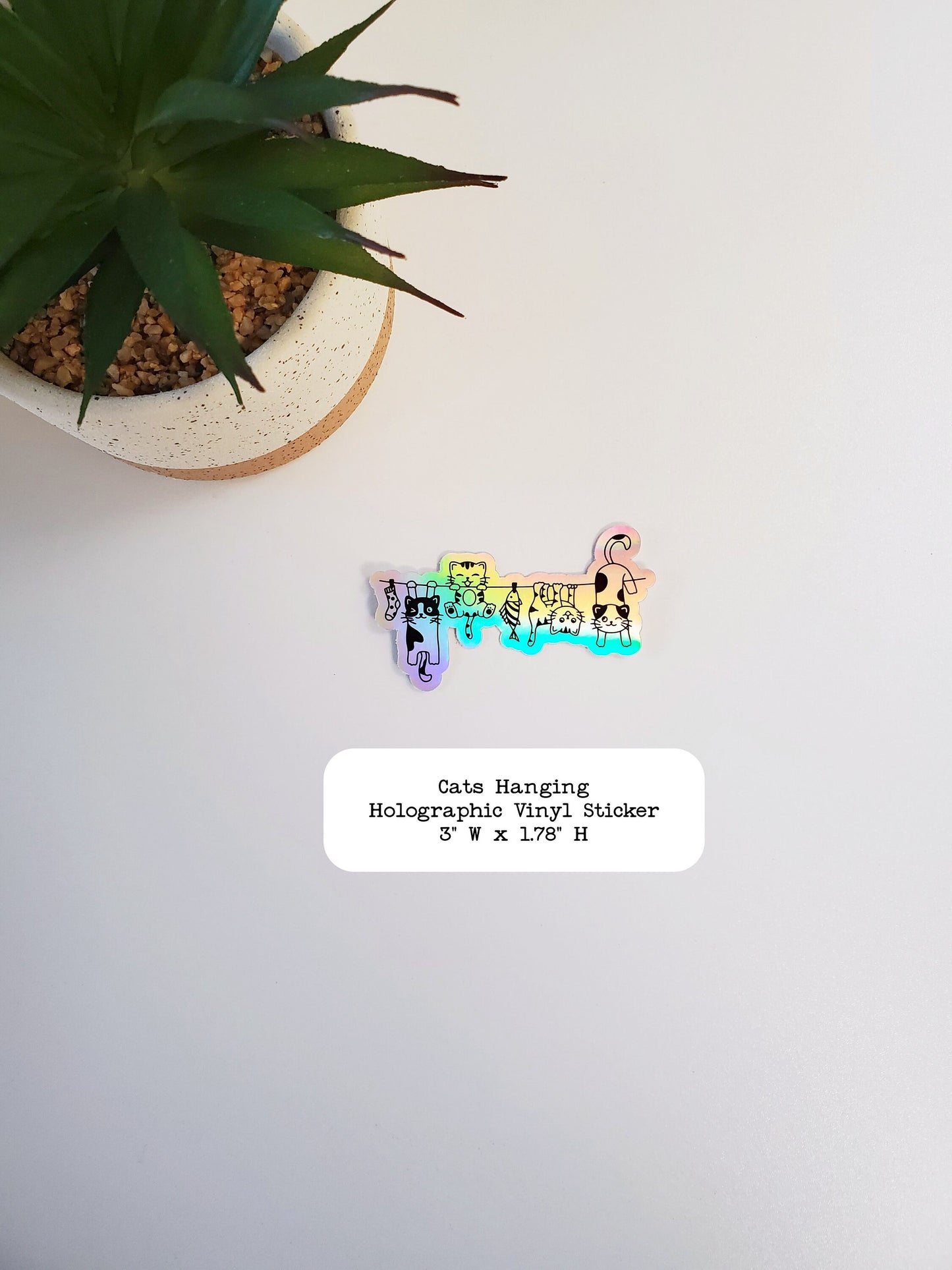 Cats Hanging Holographic Vinyl Sticker