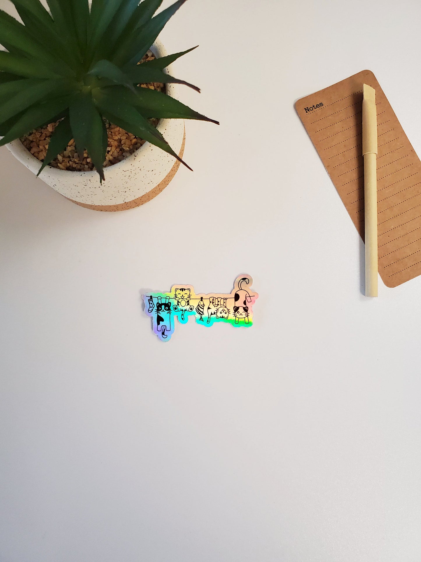 Cats Hanging Holographic Vinyl Sticker