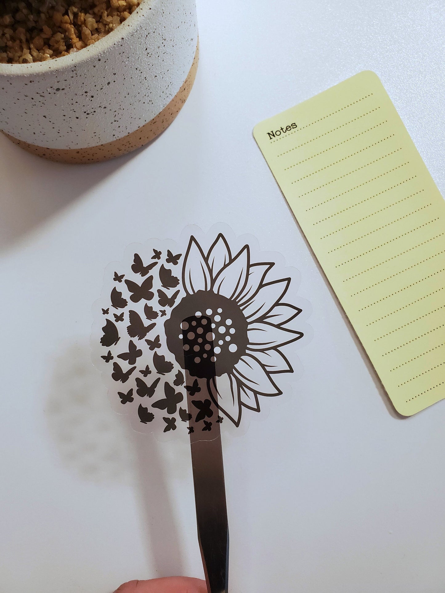 Sunflower and Butterflies Clear Vinyl Sticker - Style A