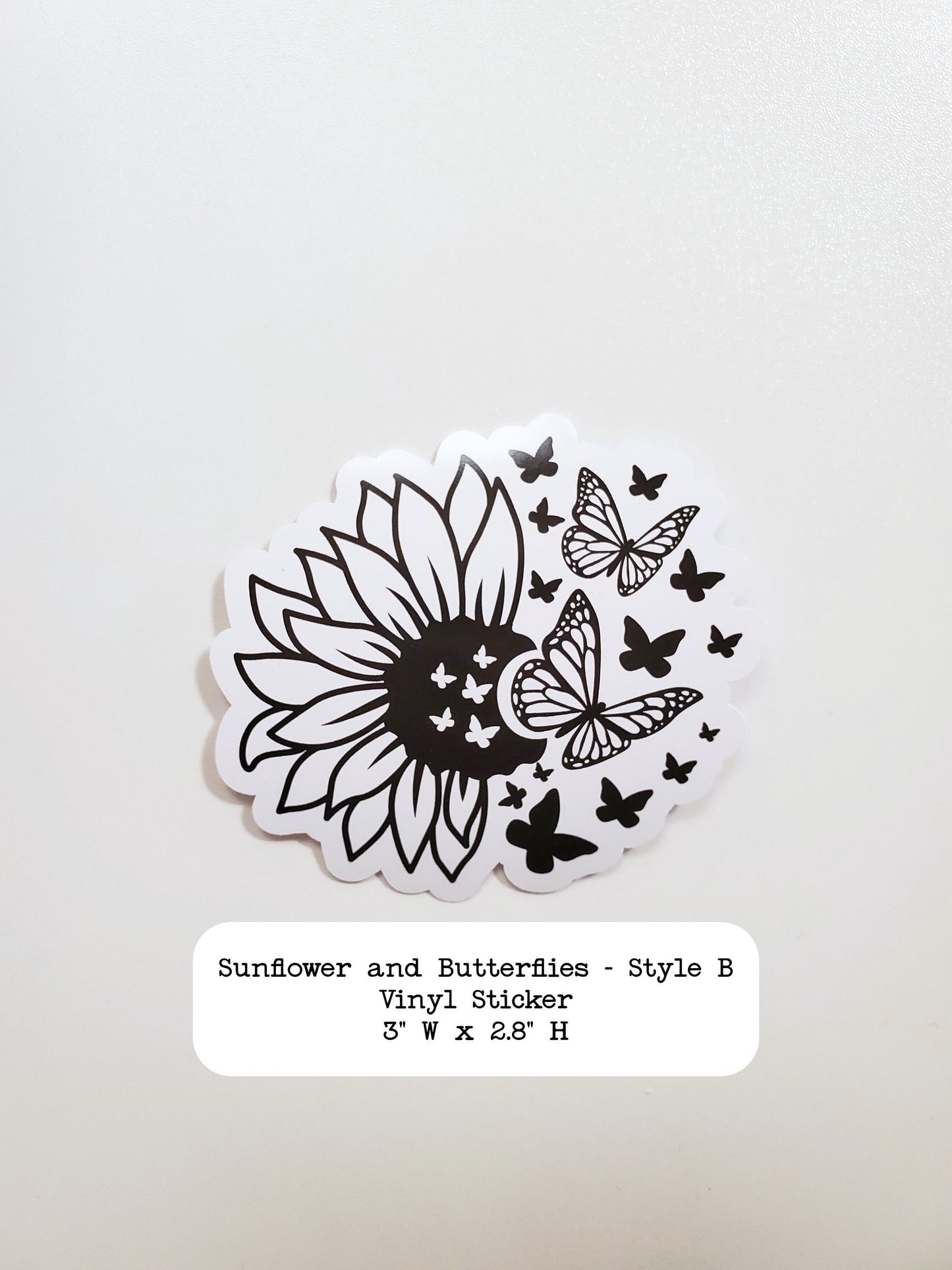 Sunflower and Butterflies Vinyl Sticker - Style B