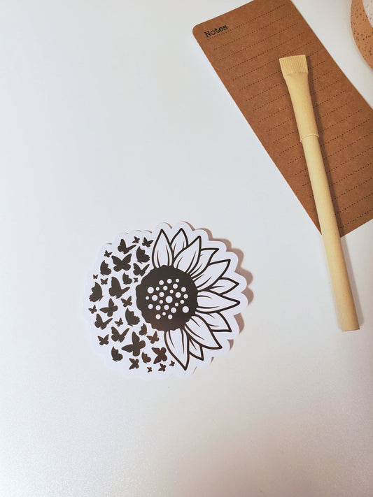 Sunflower and Butterflies Sticker - Style A