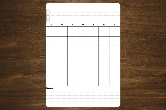 Large Undated Calendar Stickers With Goals and Notes Section