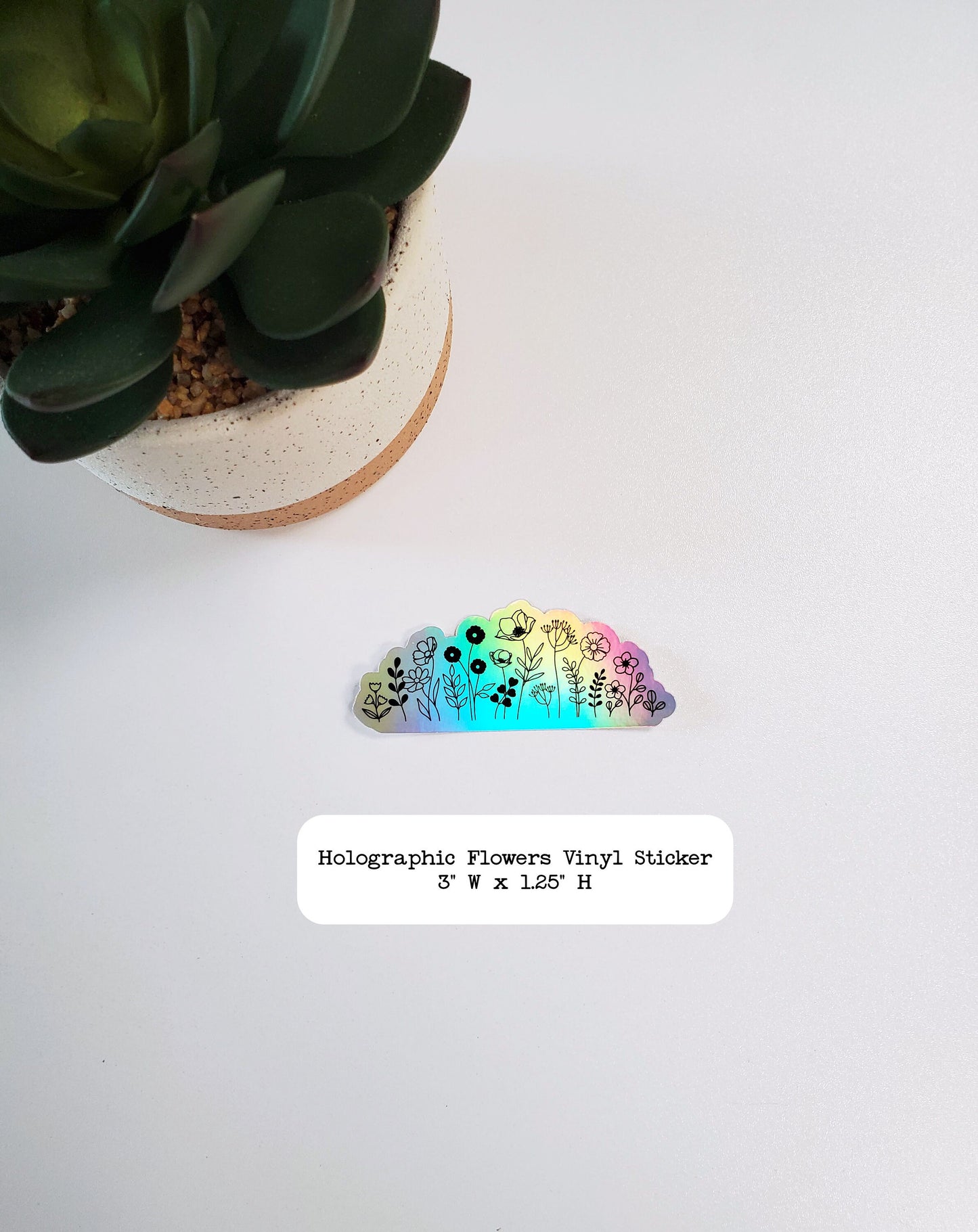 Holographic Flowers Vinyl Sticker