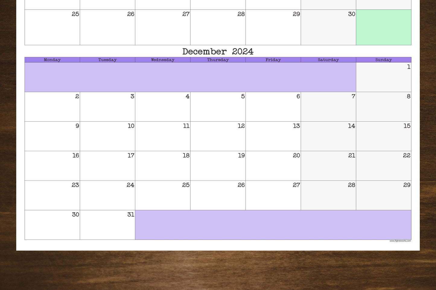 Monday Start Large Single Quarter Wall Calendar With Three Months | Start On Any Month | 24" x 36" or 16" x 24" | Physical Print