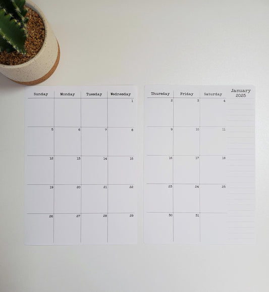 Large Two Page Calendar Stickers for Planners 2026, 2027 or 2028 | Matte Finish, B5 6.9" x 9.8" | 2 Stickers Per Month, 24 Total Stickers