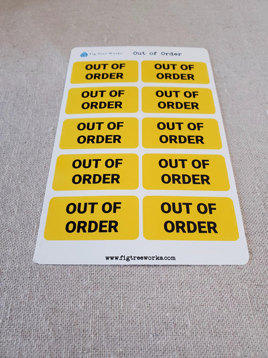 Out of Order Sticker Sheet | Safety Warning Caution Stickers | Planner and Journal Decoration Stickers | Matte Finish
