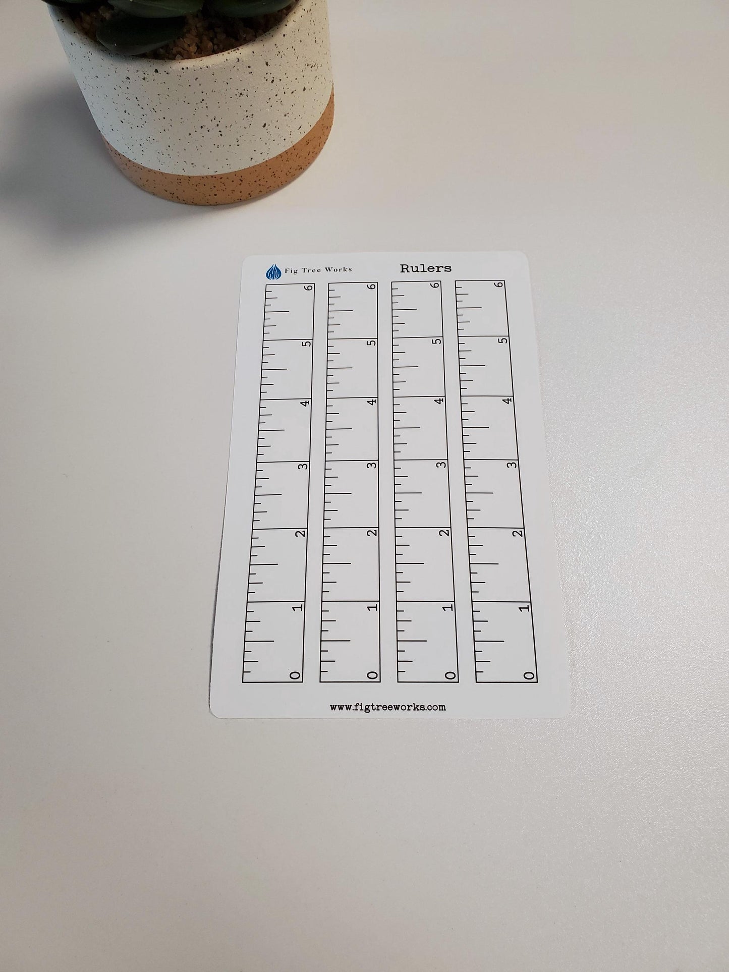Ruler Sticker Sheet 6 Inches | Functional Stickers for Planners and Journals | Matte Finish