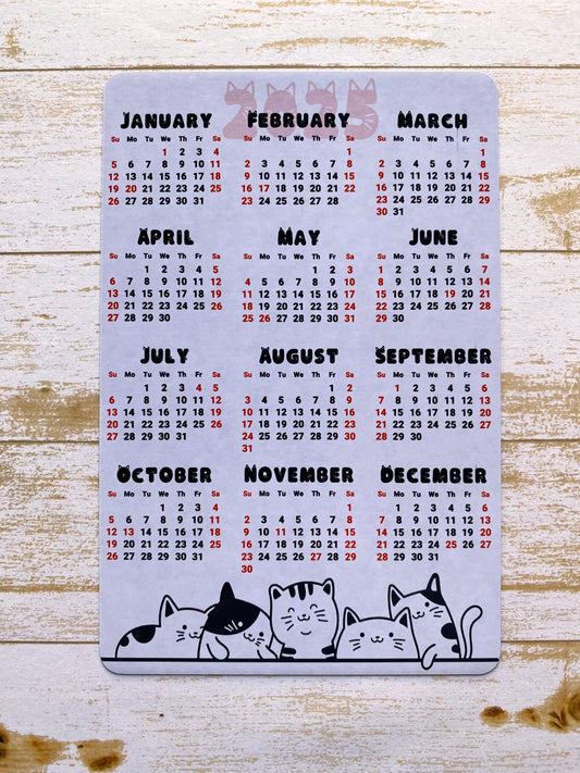Cat Lover Calendar Magnet 4" x 6" Start On Any Month | 2025, 2026, or 2027 Year at a Glance | Magnet Calendar for Fridge | Glossy Finish