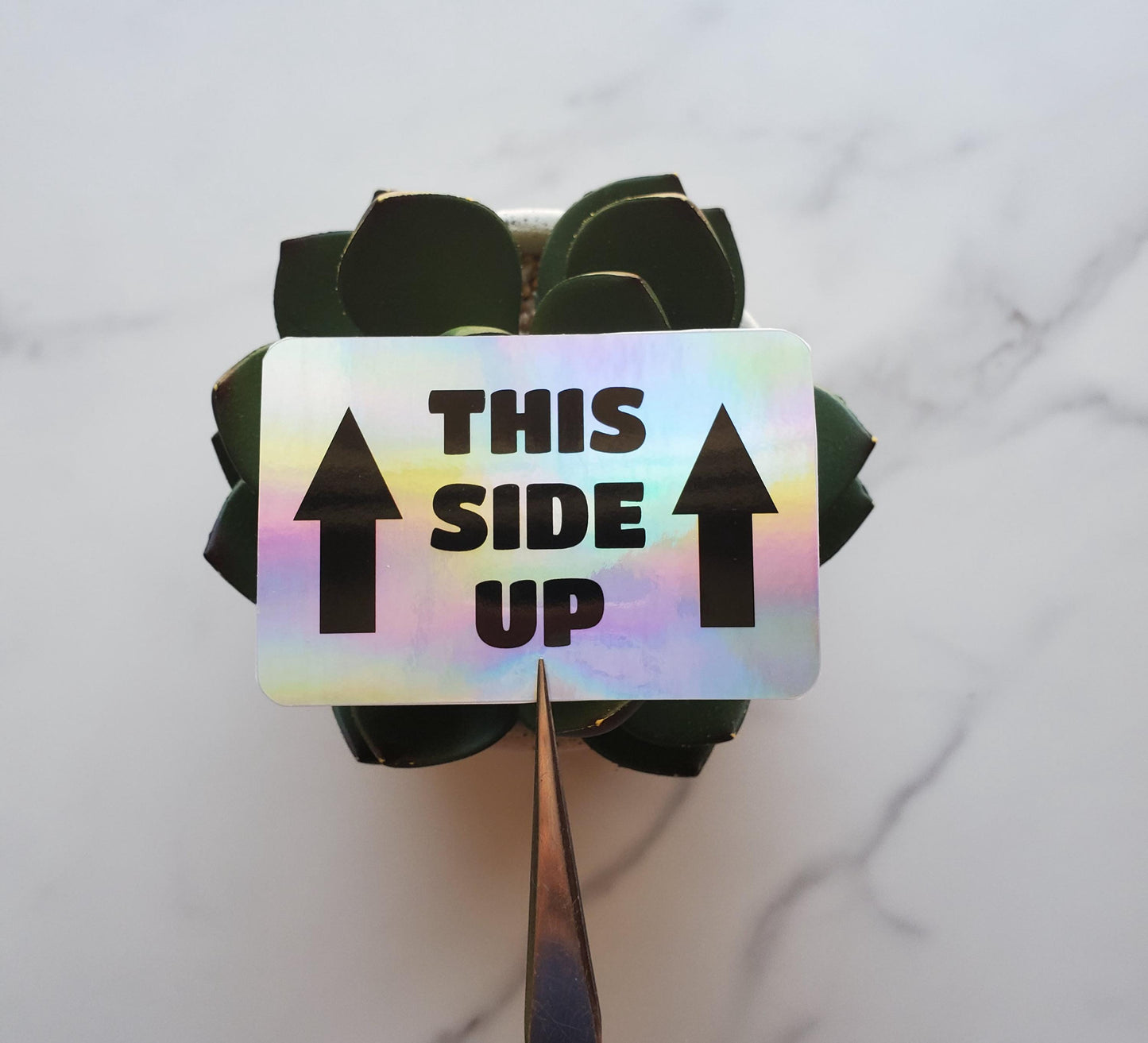 This Side Up Holographic Vinyl Stickers | Moving Box Sticker Labels | Packaging Label Stickers | Set of 4 Stickers 3" x 2"