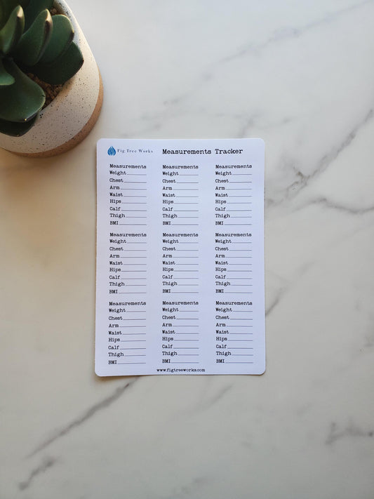 Body Measurement Tracker Stickers for Planners, Journals and Agendas | Fitness Exercise Stickers | Matte Finish