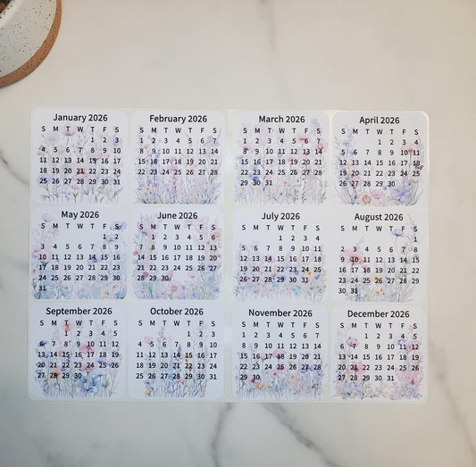 Mini Calendar Stickers with Flowers - Style B
