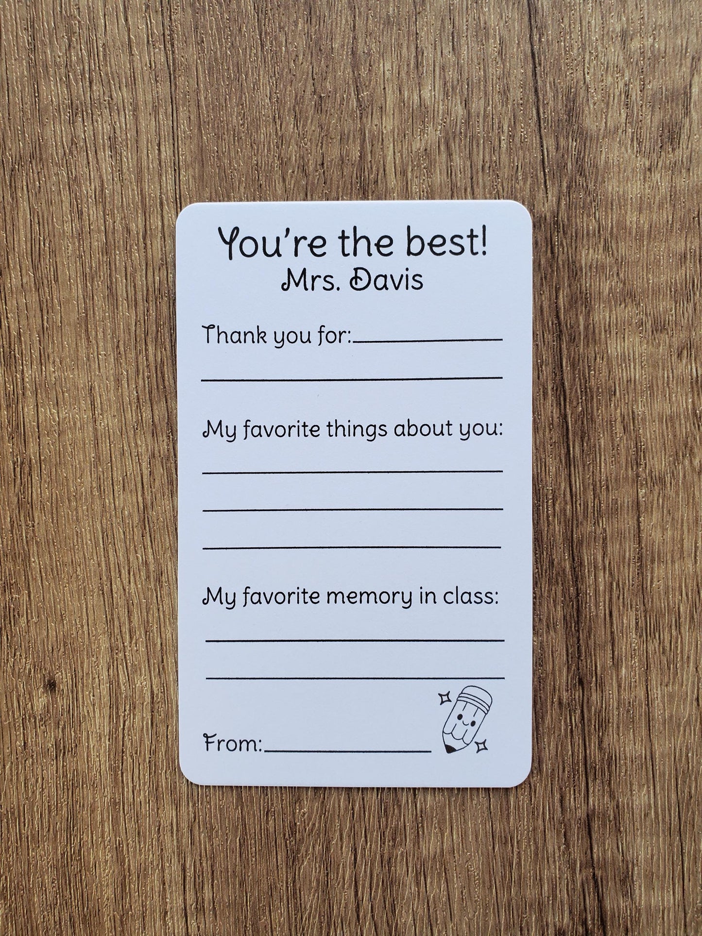 Custom Teacher Appreciation Cards | Class Gift for Teachers | 3" x 5" Cards | Printed and Shipped To You