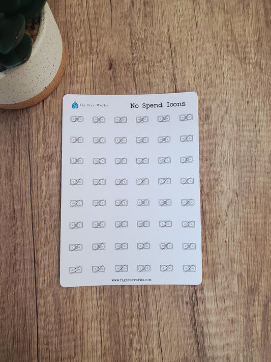 No Spend Icon Stickers for Planners, Calendars and Agendas | Finance Stickers