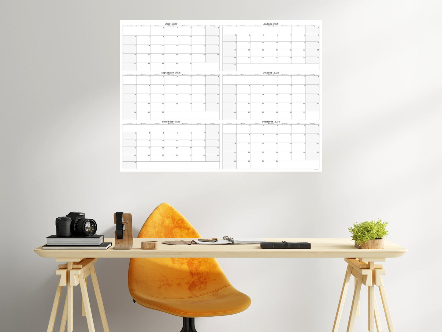Large Six Month Wall Calendar Starting On Any Month