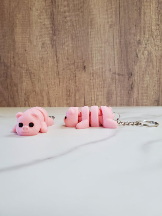 Pig Flexible 3D Printed Keychain
