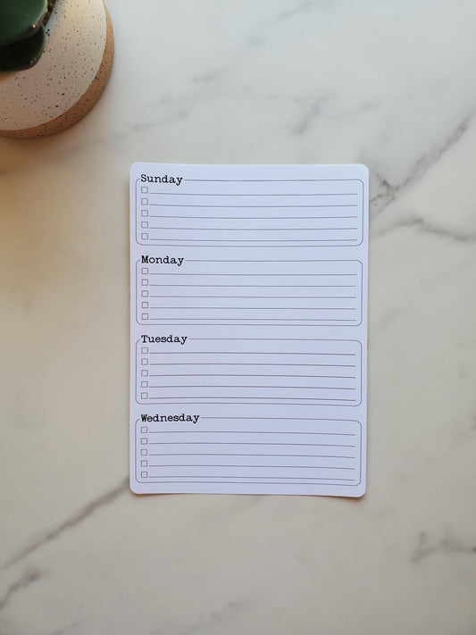 Weekly Two Page Undated Checklist Planner Stickers