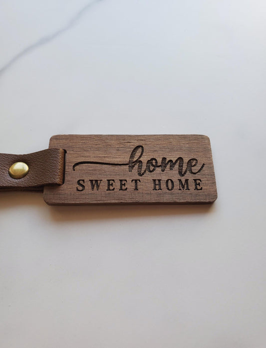 Home Sweet Home Engraved Rectangular Keychain - Style B