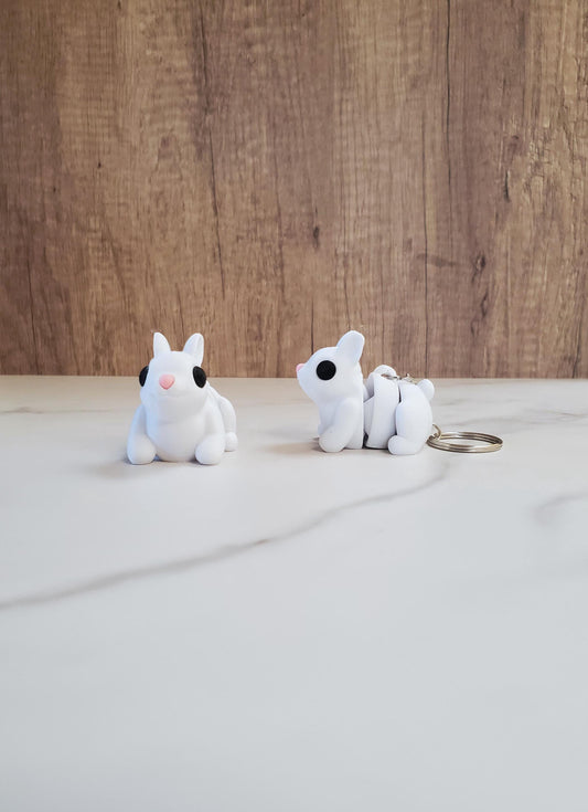 Rabbit Flexible 3D Printed Keychain