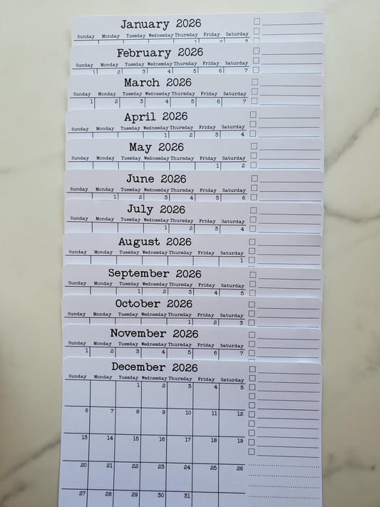 Large 7" x 5" Landscape Calendar Sticker with Checklist and Notes Section