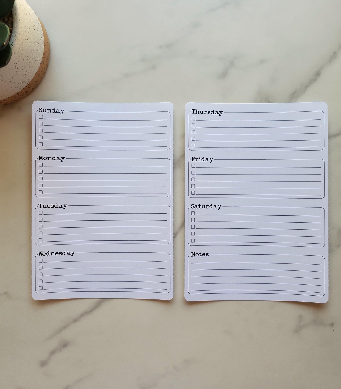 Weekly Two Page Undated Checklist Planner Stickers