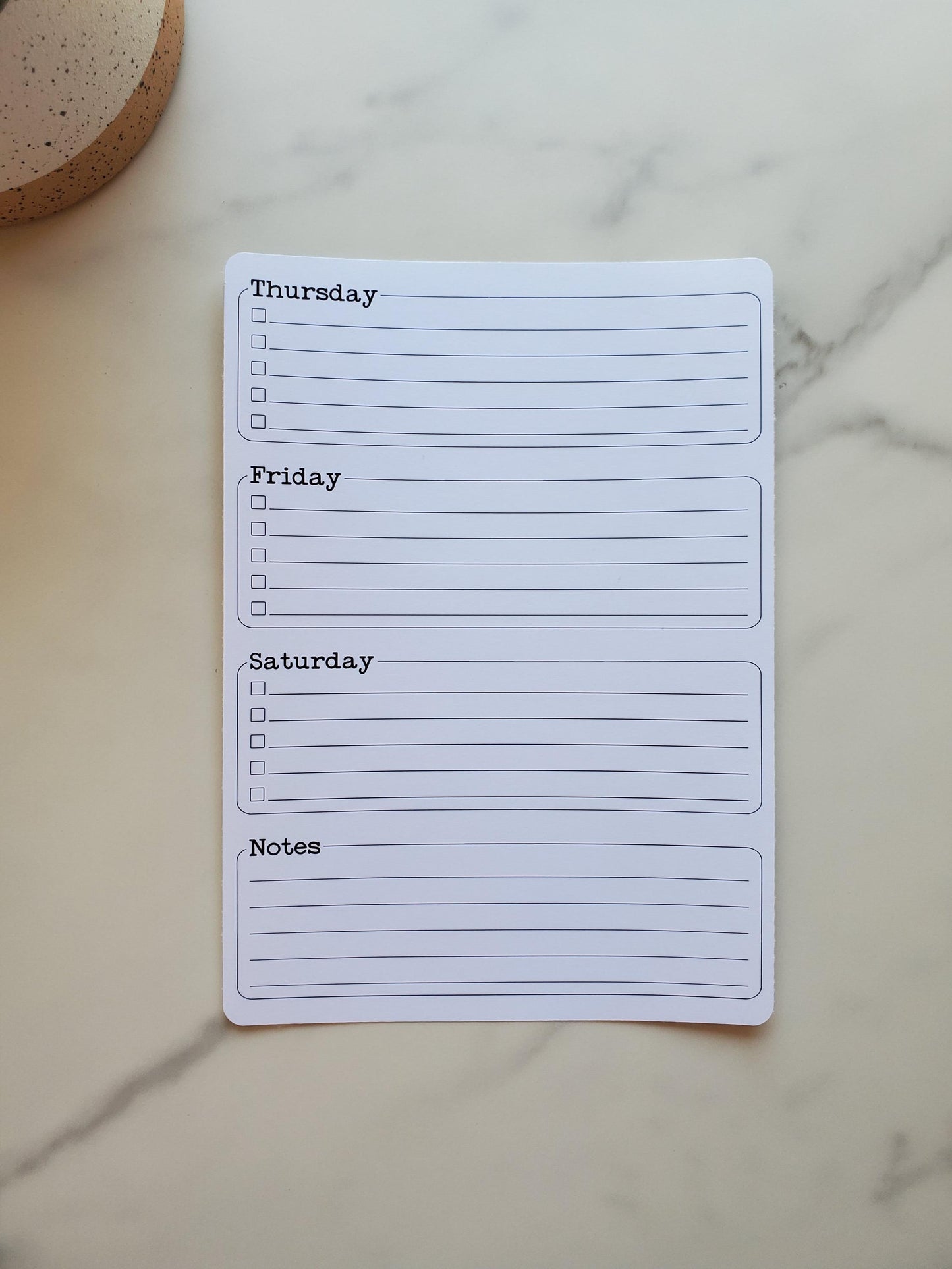 Weekly Two Page Undated Checklist Planner Stickers