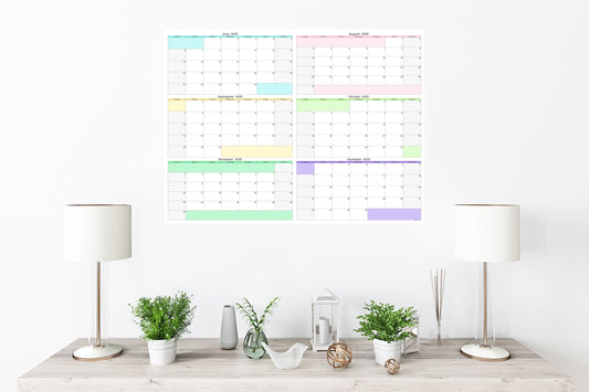 Large Six Month Wall Calendar Starting On Any Month